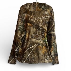 Realtree Hoodie Mens Sz M Camo Hunting Outdoor Neck Gaiter Fleece Pullover Warm